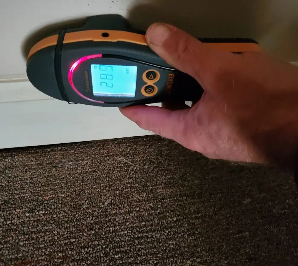 Moisture detection at baseboard during Burst Pipe Cleanup in Gainesville